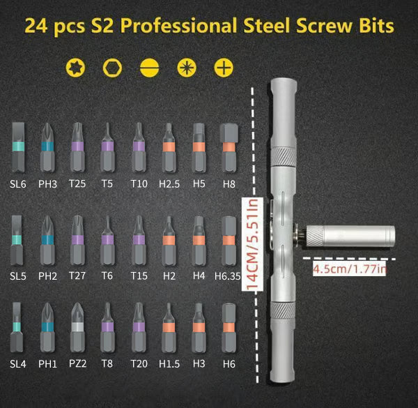 24 in 1 DlY Screwdriver Set Magnetic Compact and Portable Ratchet Screwdriver