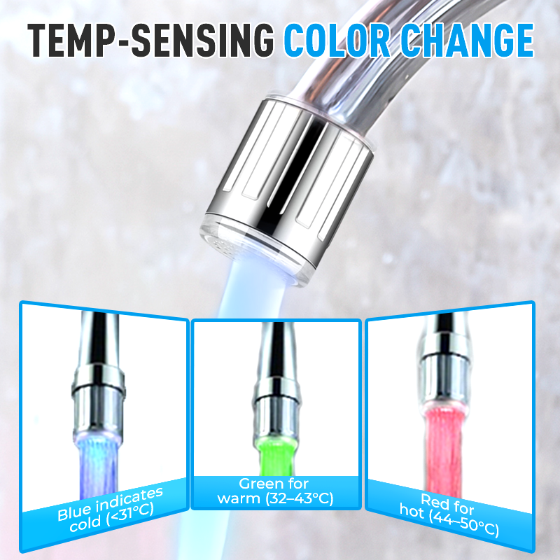 LED Faucet 3-Color Temp-Sensing & Rainbow Light Modes