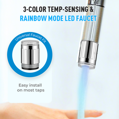 LED Faucet 3-Color Temp-Sensing & Rainbow Light Modes