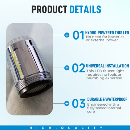 LED Faucet 3-Color Temp-Sensing & Rainbow Light Modes